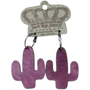 NEW ART BY AMY LABBE women's fuzzy cactus earrings in pink